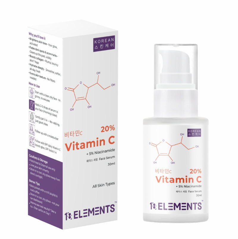 Vitamin C skincare serum with packaging on a white background